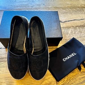 CHANEL Black Mesh Espadrilles